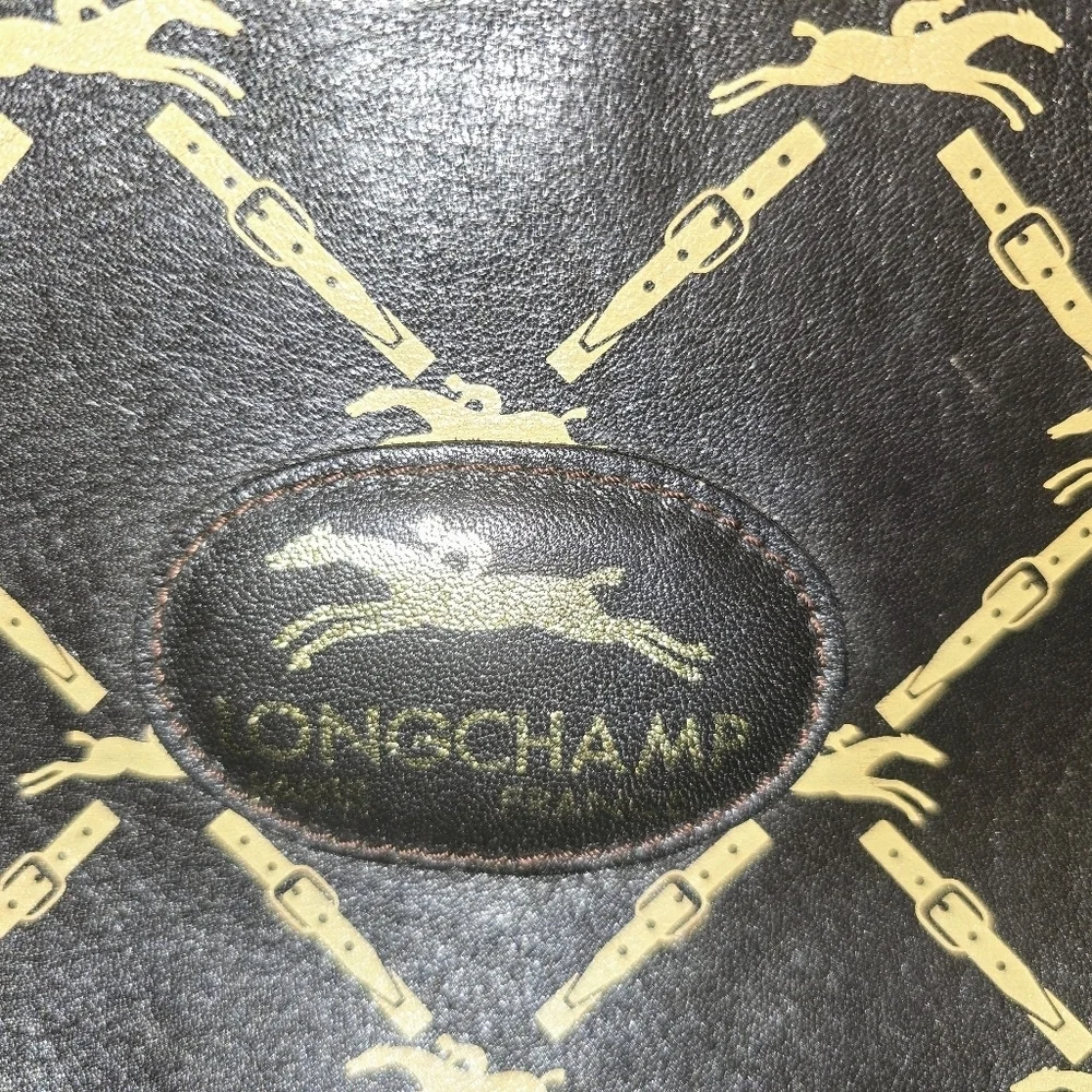 Longchamp Black and Gold Clutch